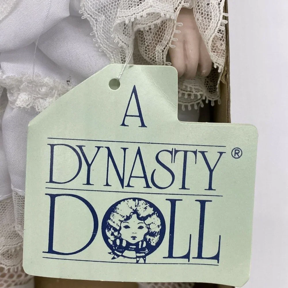Vintage‎ 80s Dynasty Doll Collection Porcelain Meredith White Lace Dress W/ Box